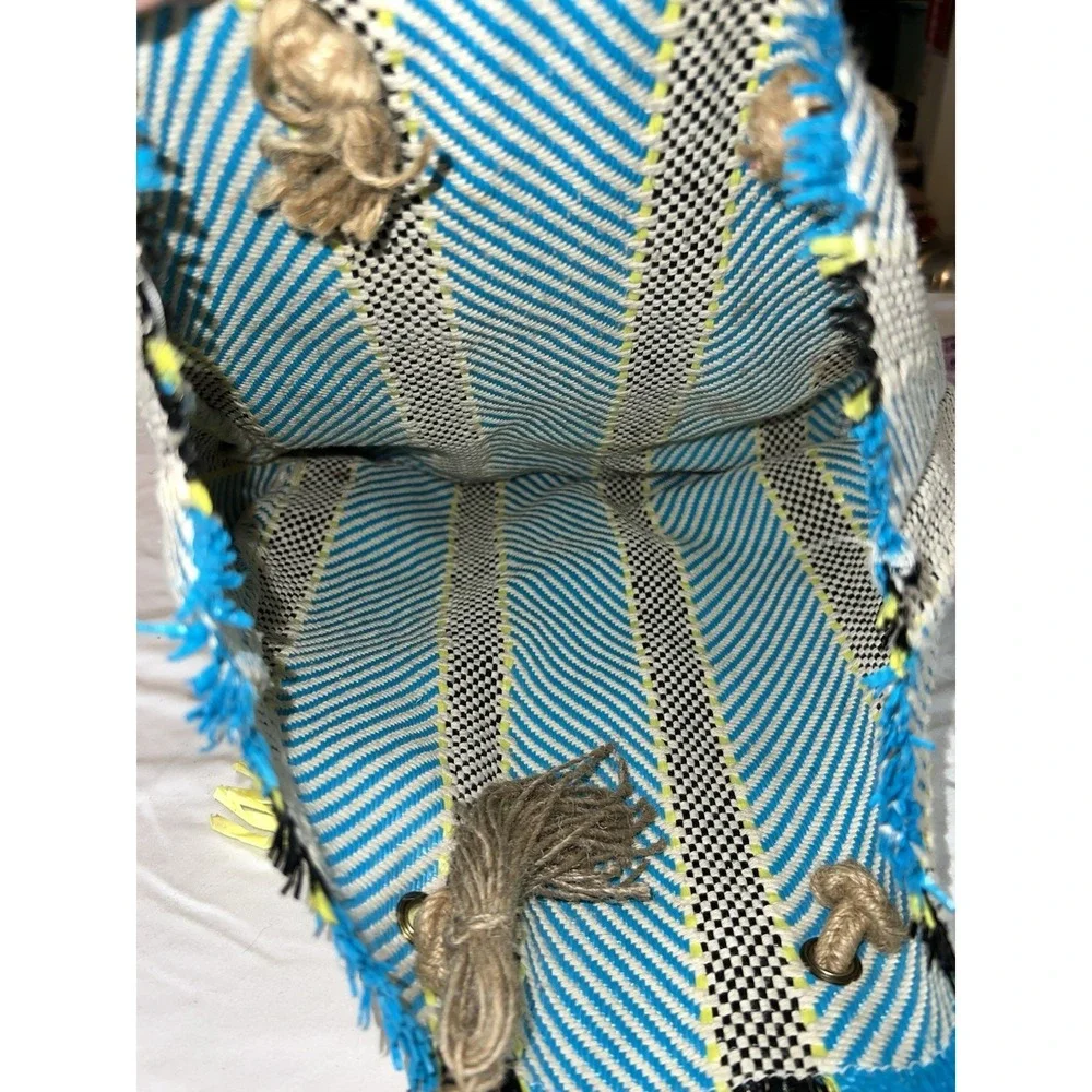 Boho Blue, Yellow and‎ Black Striped Tote Market Bag